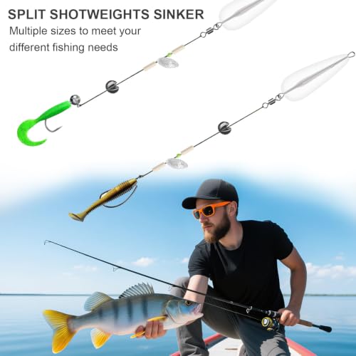 Split Shot Fishing Weights, 200PCS Removable Lead Sinkers - 5 Sizes