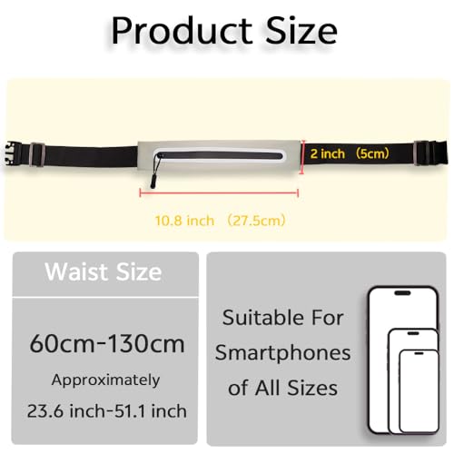 Slim Running Belt Fanny Pack - Water-Resistant Phone Holder - Grey
