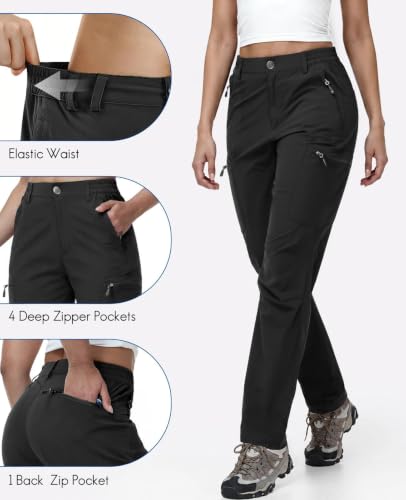 Haimont Women's Lightweight Cargo Hiking Pants X-Small 27" Inseam Black