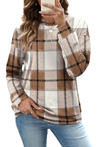 RUMIA Women's Crew Neck Sweatshirt Long Sleeve Tops for Women Fall