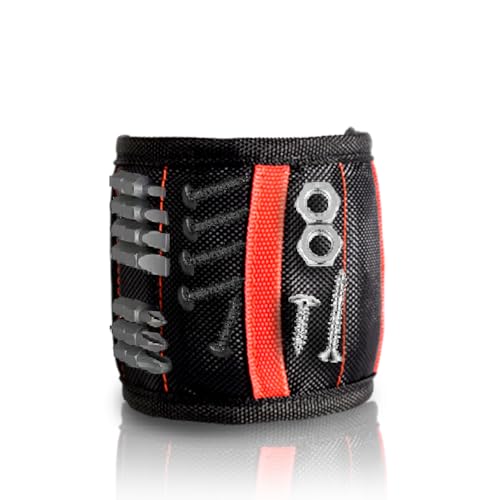 Magnetic Wristband for Holding Screws, Nails & Tools, Strong Magnets, Red