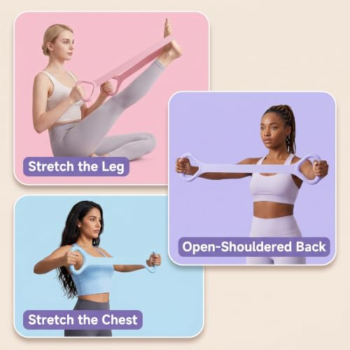 3-Pack Figure 8 Resistance Bands with Handles for Yoga & Home Workout