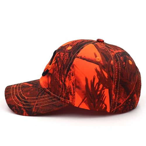 JUSOCC Deer Hunting Camouflage Hat - Medium Orange Camo, Adjustable Baseball Cap