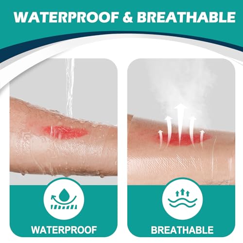 Transparent Film Dressing 4" x 4.75" - Waterproof Adhesive Bandages, 10 Pack