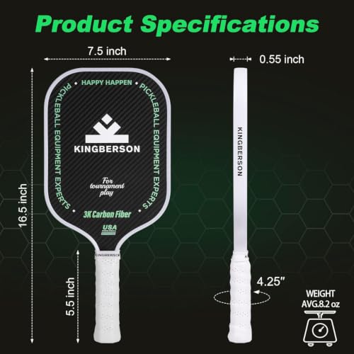 Kingberson T700 Carbon Fiber Pickleball Paddle 16mm Core USAPA Approved