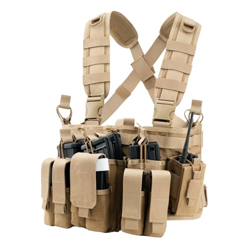 Modular Chest Rig with Removable Mag Pouches - Brown