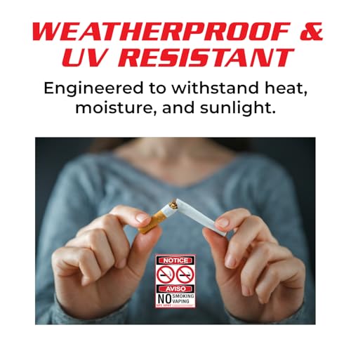 SpySpot 2 Pack No Smoking No Vaping Sticker, 3"x4" Vinyl Decals for Smoke-Free Zones ? Easy Peel & Stick for Home, Office, or Business, Weatherproof, UV Resistant, Indoor/Outdoor Use