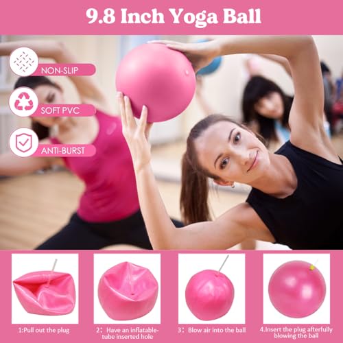 Pilates Ring 13-Piece Set with Resistance Bands - Pink
