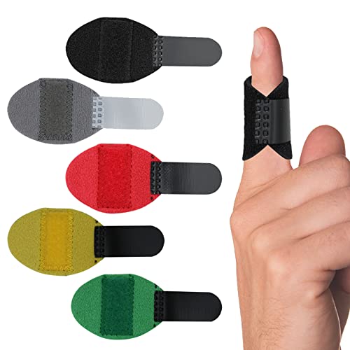 Finger Splint Support Brace Kit - 5 Pcs for Pain Relief & Stabilization (Black, Gray, Red, Yellow, Green)