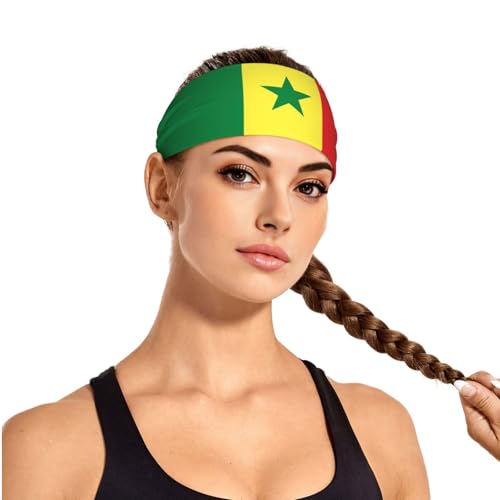 Flag Elastic Headband - Moisture-Wicking Sweatband Senegal