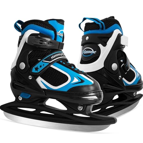 MammyGol Adjustable Kids Ice Skates Blue Medium US 1-4 Recreational Hockey