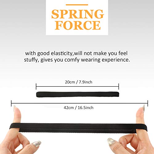 12 Pcs Non-Slip Elastic Headbands for Sports - Black