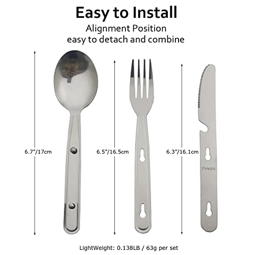 MCEUS 4-Pack 4-in-1 Camping Utensils Set Portable Stainless Steel Flatware for Travel & Outdoor Activities