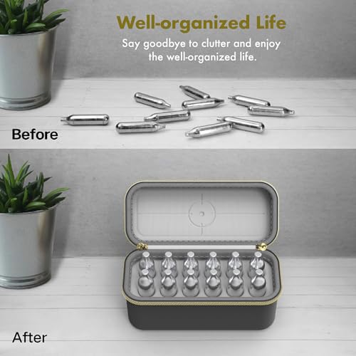 12-Slot CO2 Cartridge Storage Case - Shockproof & Travel-Friendly