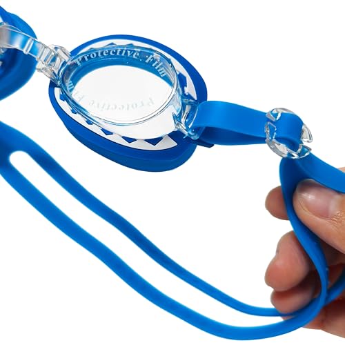 Shark Youth Swim Goggles - Blue Kids Swimming Goggles with Anti-Fog & UV Lens