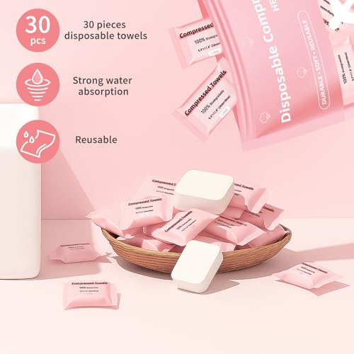 Ultra Soft Compressed Face Towels - 30 Pack Travel Washcloths
