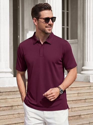 Cotrasen Men's Short Sleeve Pique Cotton Golf Polo Shirt Large Wintered