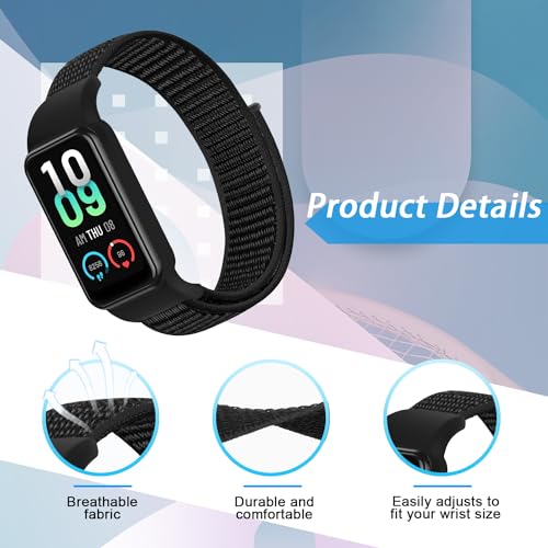 Adjustable Nylon Sport Band for Amazfit Band 7 - Black