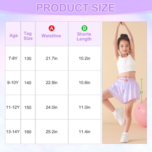 Flowy Athletic Shorts and Sparkle Skirt for Girls - White, 9-10 Years