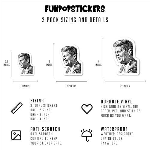 JFK Historic Stickers Pack - Vinyl Decals 2.5, 3 & 4 Inch