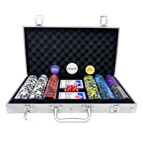 AIBETOMG 300Pcs Clay Poker Chips with Numbers, Black, 14g Casino Set