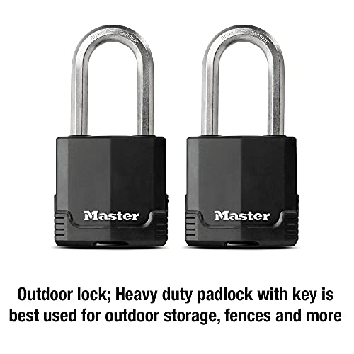 Master Lock M515XTLH Magnum Heavy Duty Padlock with Key, 2 Pack Keyed-Alike