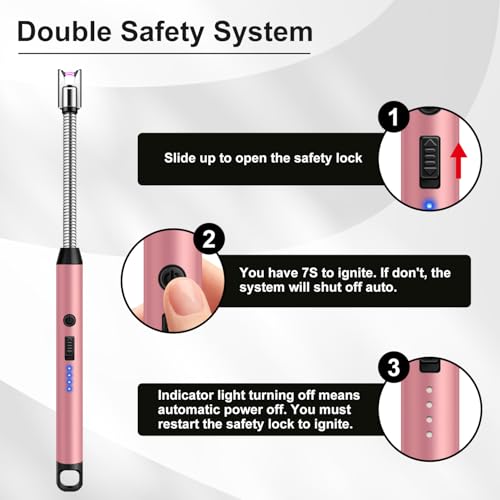 USB Rechargeable Candle Lighter with 360° Flexible Neck - 2 Pack Black & Rose Gold