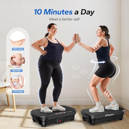Vibration Plate Exercise Machine - 99 Speeds, Bluetooth, Black