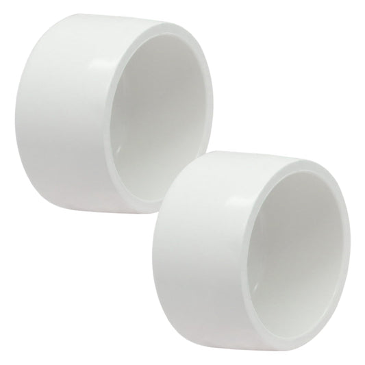 Qjaiune 2 Pack 3 Inch PVC Cap, SCH40 PVC Pipe End Cap Fitting Furniture Grade PVC Pipe End Cap Plug Adapter, White PVC Pipe Plug Socket Fittings for Build PVC Furniture DIY Garden Shelf
