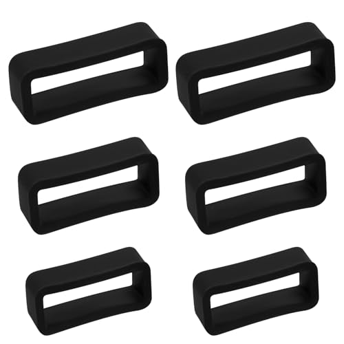 Silicone Watch Band Keepers - 6 Piece Replacement Loop Set - Black