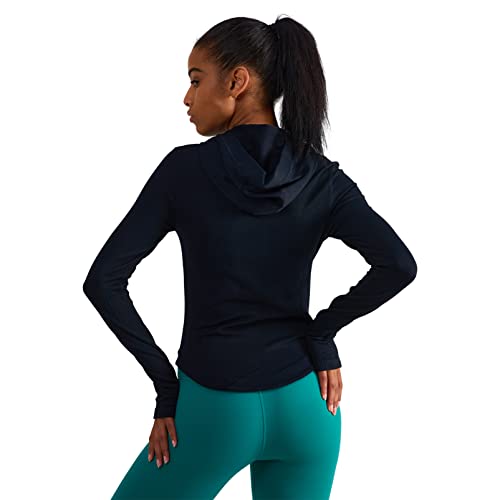 Women's Hooded Long Sleeve Athletic Running Shirt with Thumb Holes
