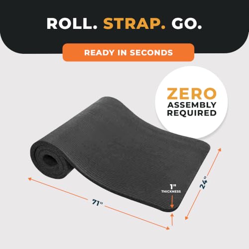 Extra Thick 1-Inch Yoga Mat - Non-Slip Exercise Mat with Strap
