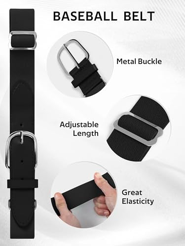 Baseball Socks and Belt Combo for Youth Boys - Black, 5-7 Years