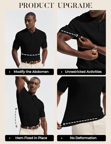 Men's Short Sleeve Knit Polo Shirt - Lightweight Casual Golf & Beach Top