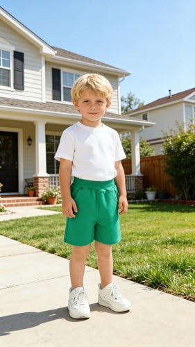 Kids Cotton Summer Shorts - Toddler Boys & Girls - Green 4-5T
