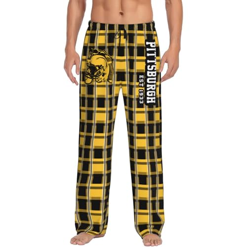 Men's Plaid Pajama Pants with Custom Name & Number - Large Pittsburgh