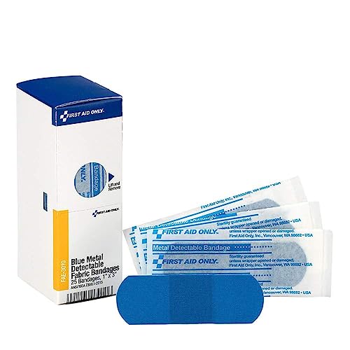 Metal Detectable Adhesive Bandages - 1 x 3 Inch - 25 Count Blue Refill