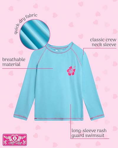 Long Sleeve Rash Guard Swim Shirt - Baby Blue, Size 14-16