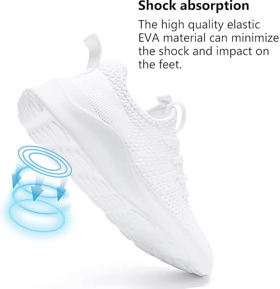 Women White Lightweight Tennis Shoes - Summer Fashion Sneakers Size 8.5
