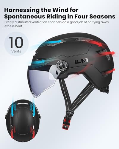 Adult Bike Helmet with LED Light - Matte Black, Large-X-Large