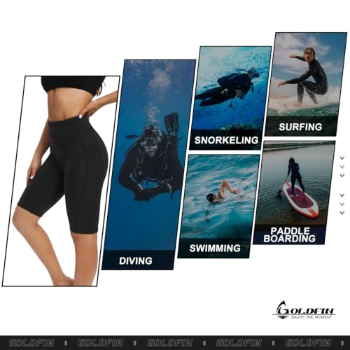GoldFin Women's 2mm Neoprene Wetsuit Shorts - Black, Medium