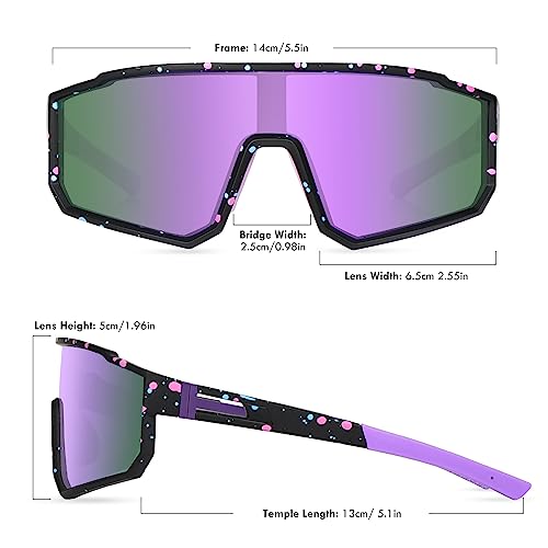 Youth Baseball Sunglasses Kids Polarized Sports UV400 Protection Black Frame Purple Lens