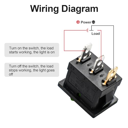 5 Pack Pre-Wired On/Off Green LED Boat Rocker Switch - 12V-24V 20A