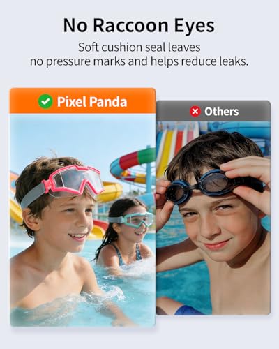 Kids Swim Goggles - Anti-Fog, No Leak, Wide View - Green & Pink