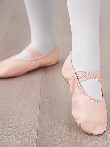 Stelle Girl Ballet Shoes Pink Leather No-Tie Dance Slippers - Big Kid Size 2
