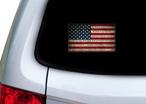 USA Flag Pledge of Allegiance Car Decal - Patriotic American Sticker 3x5 Inch