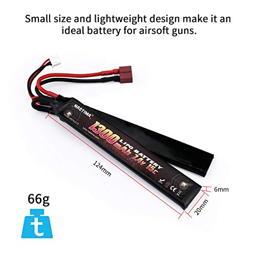7.4V 1300mAh Lipo Airsoft Battery with Deans-T Connector