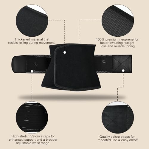 LKV Waist Trainer for Women Medium Black Belly Fat Sweat Band for Stomach