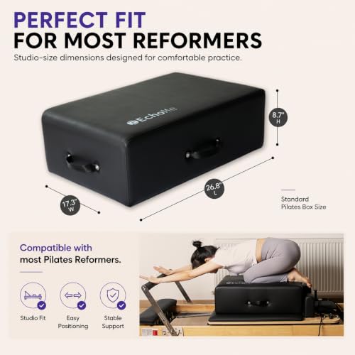 Pilates Sitting Box for Reformer - Black Wooden Exercise Accessory