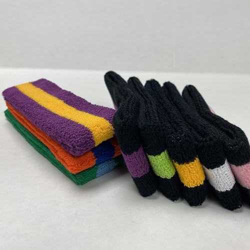 Terry Sports Headband - White/Black Stripe
